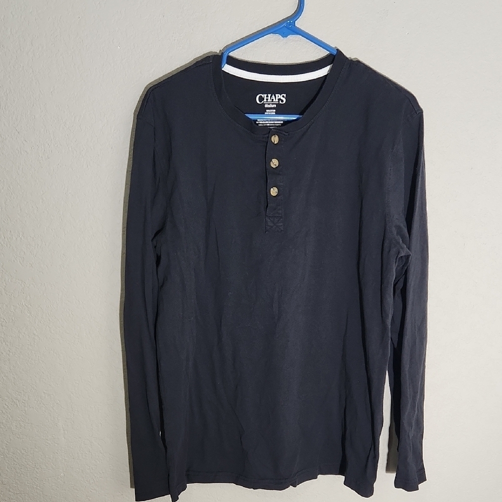 Chaps shirt Henley Long Sleeve Size M Tshirt
